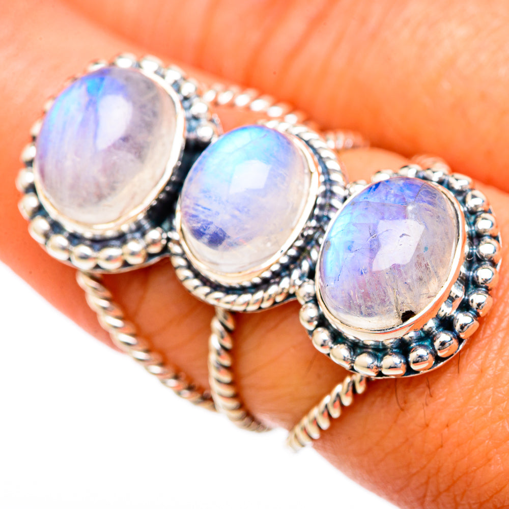 Rainbow Moonstone Rings handcrafted by Anasilvercos - RING104414