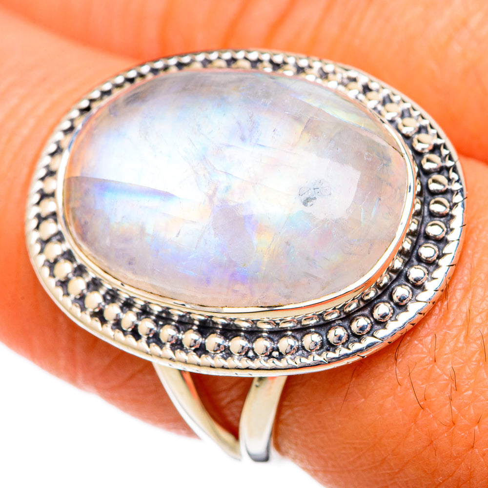 Rainbow Moonstone Rings handcrafted by Anasilvercos - RING104416