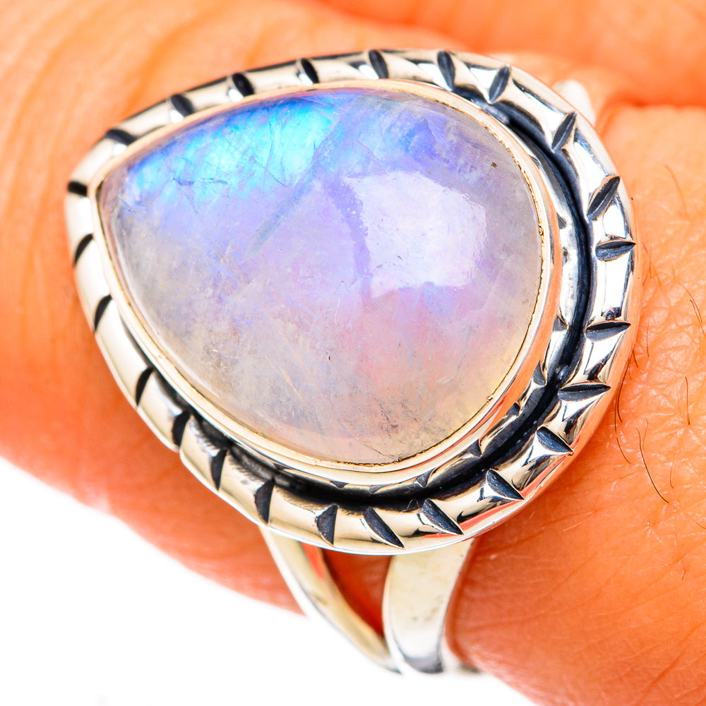 Rainbow Moonstone Rings handcrafted by Anasilvercos - RING104434