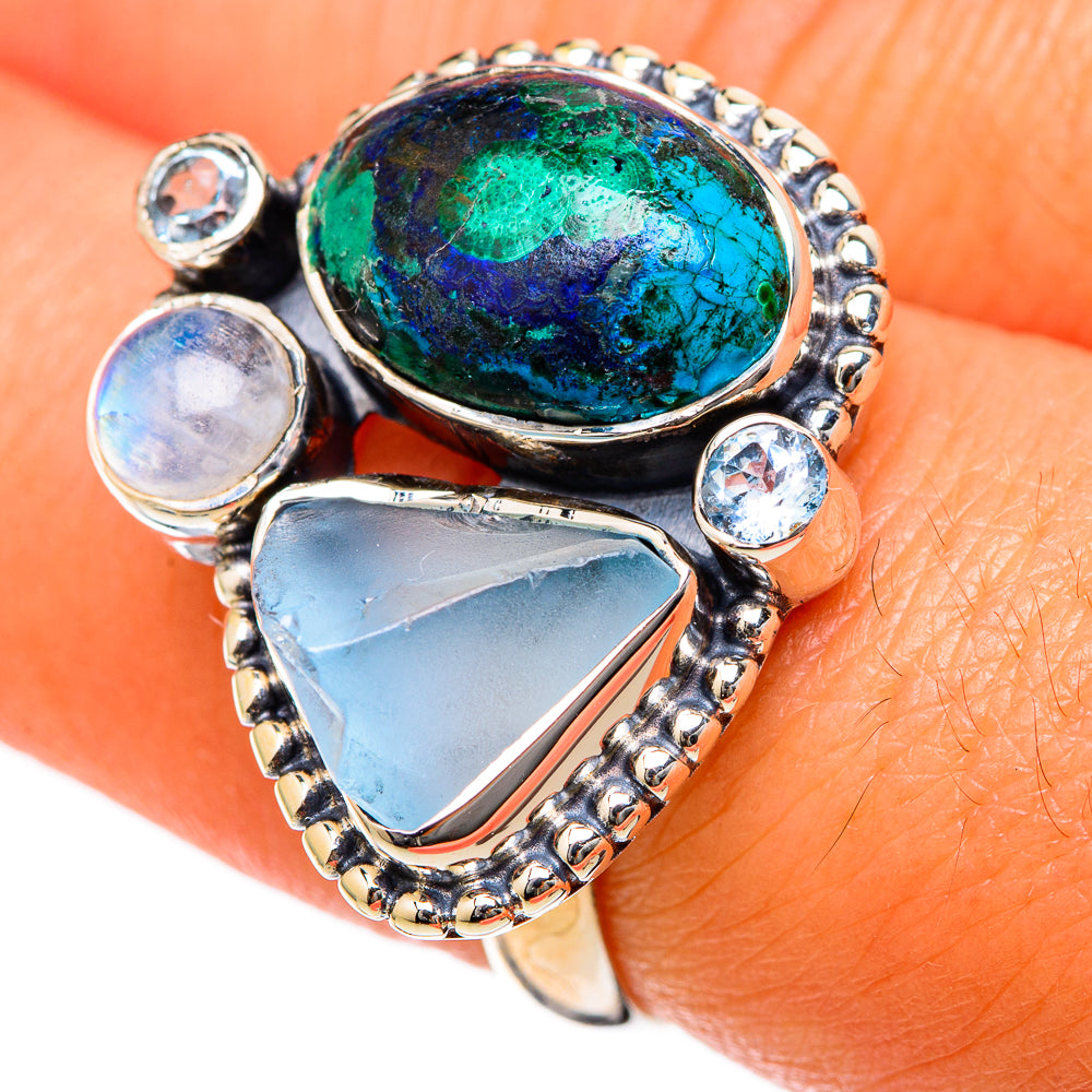 Azurite Malachite Rings handcrafted by Anasilvercos - RING104445