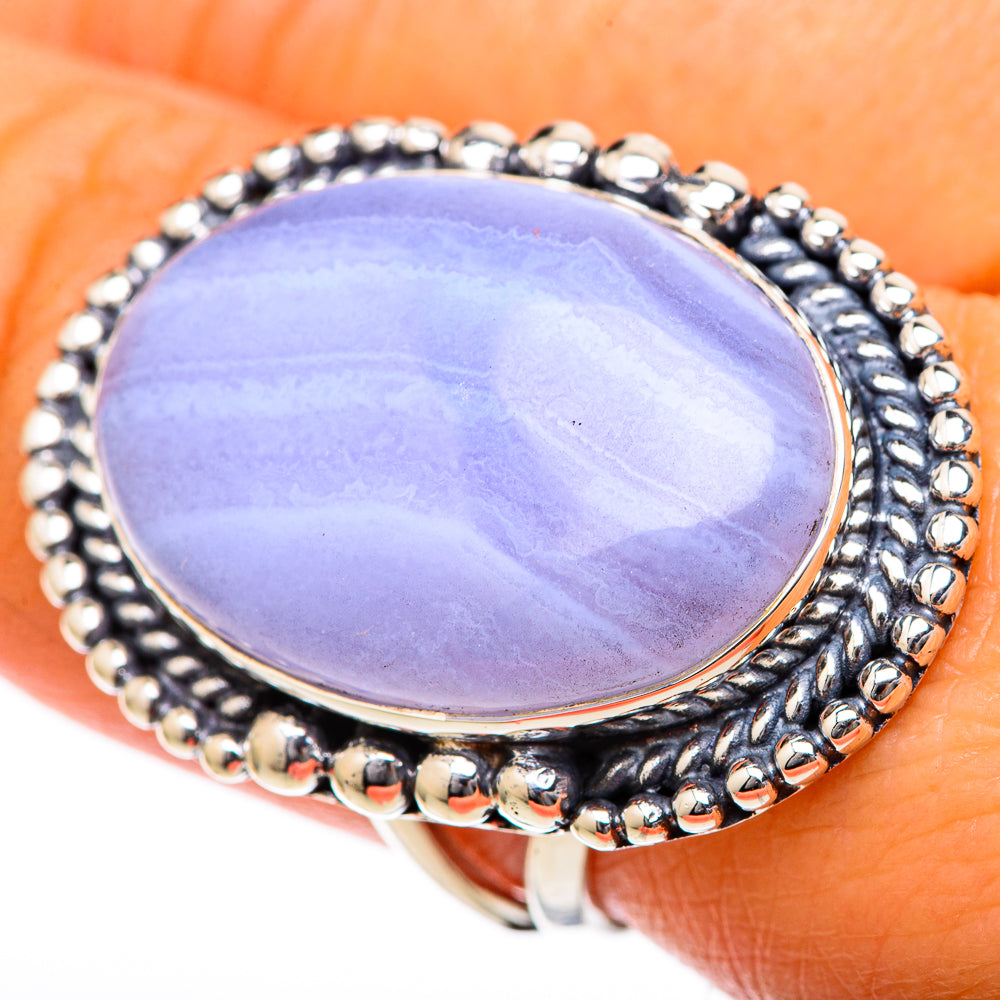 Blue Lace Agate Rings handcrafted by Anasilvercos - RING104580