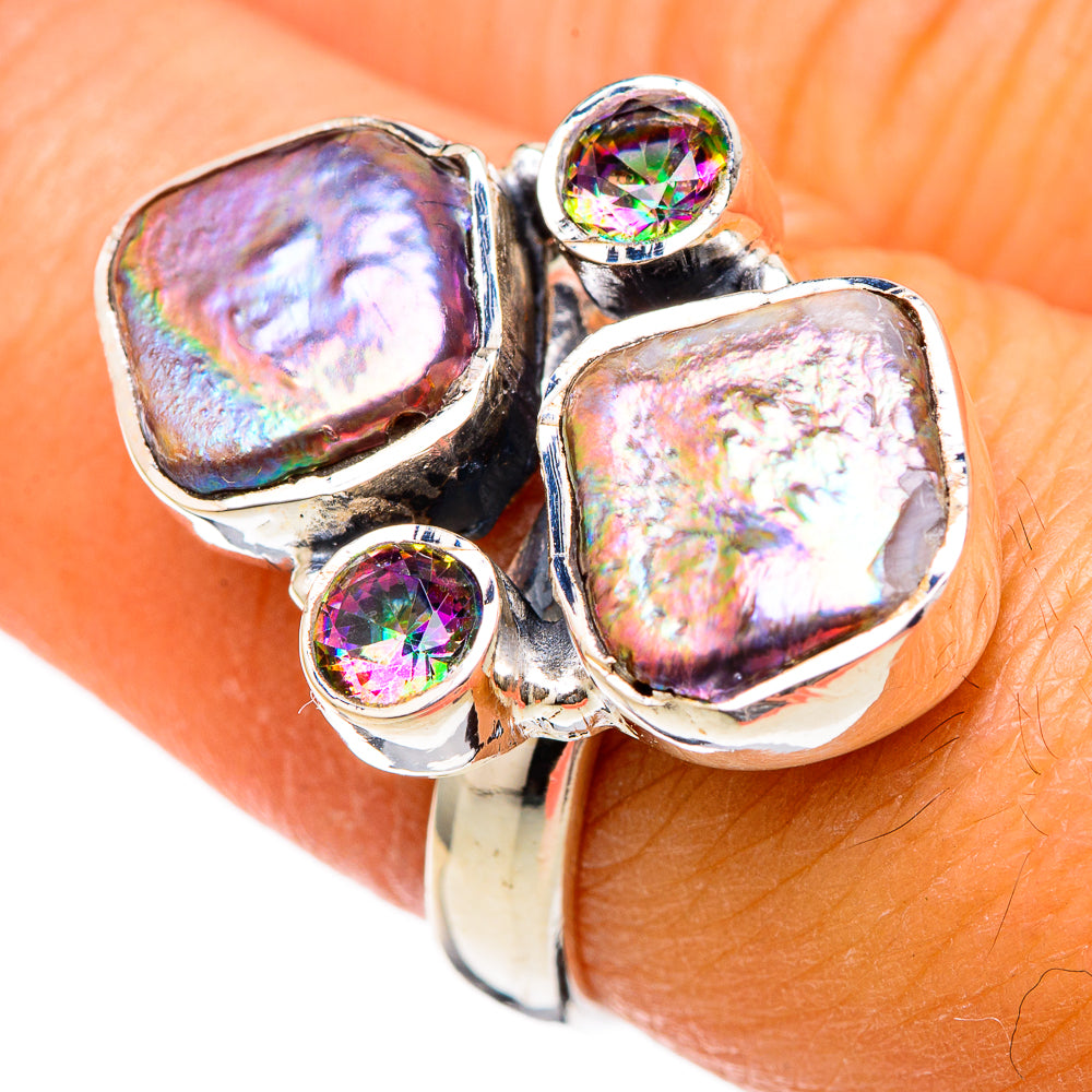Titanium Mother Of Pearl Rings handcrafted by Anasilvercos - RING104673