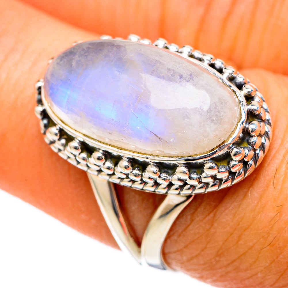 Rainbow Moonstone Rings handcrafted by Anasilvercos - RING104677