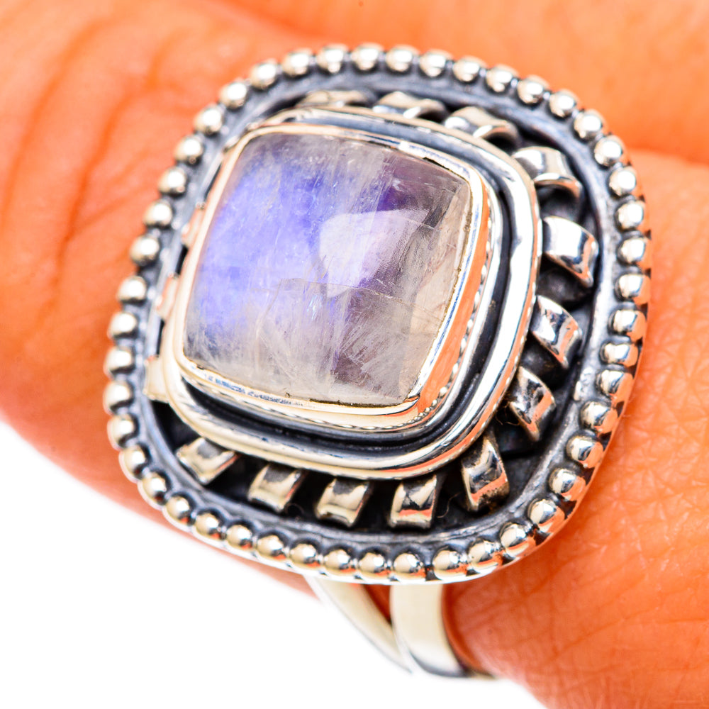 Rainbow Moonstone Rings handcrafted by Anasilvercos - RING104678