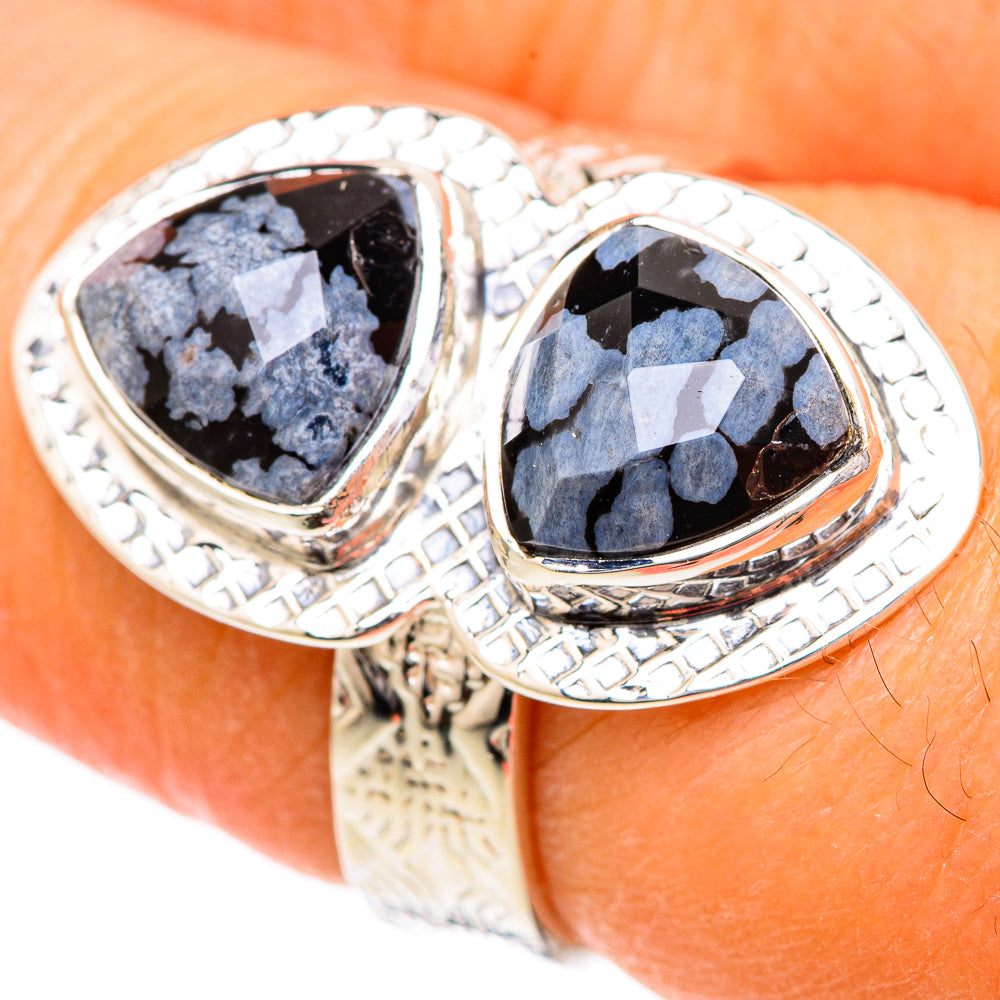 Snowflake Obsidian Rings handcrafted by Anasilvercos - RING104742