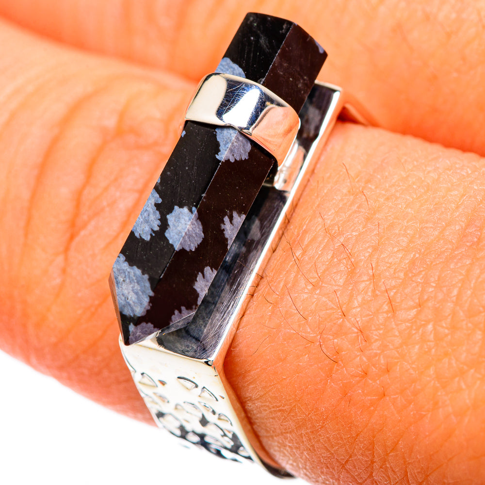 Snowflake Obsidian Rings handcrafted by Anasilvercos - RING104743