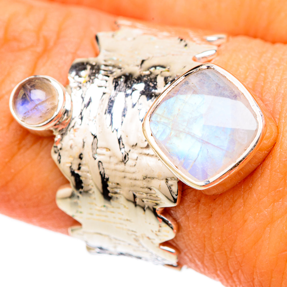 Rainbow Moonstone Rings handcrafted by Anasilvercos - RING104744