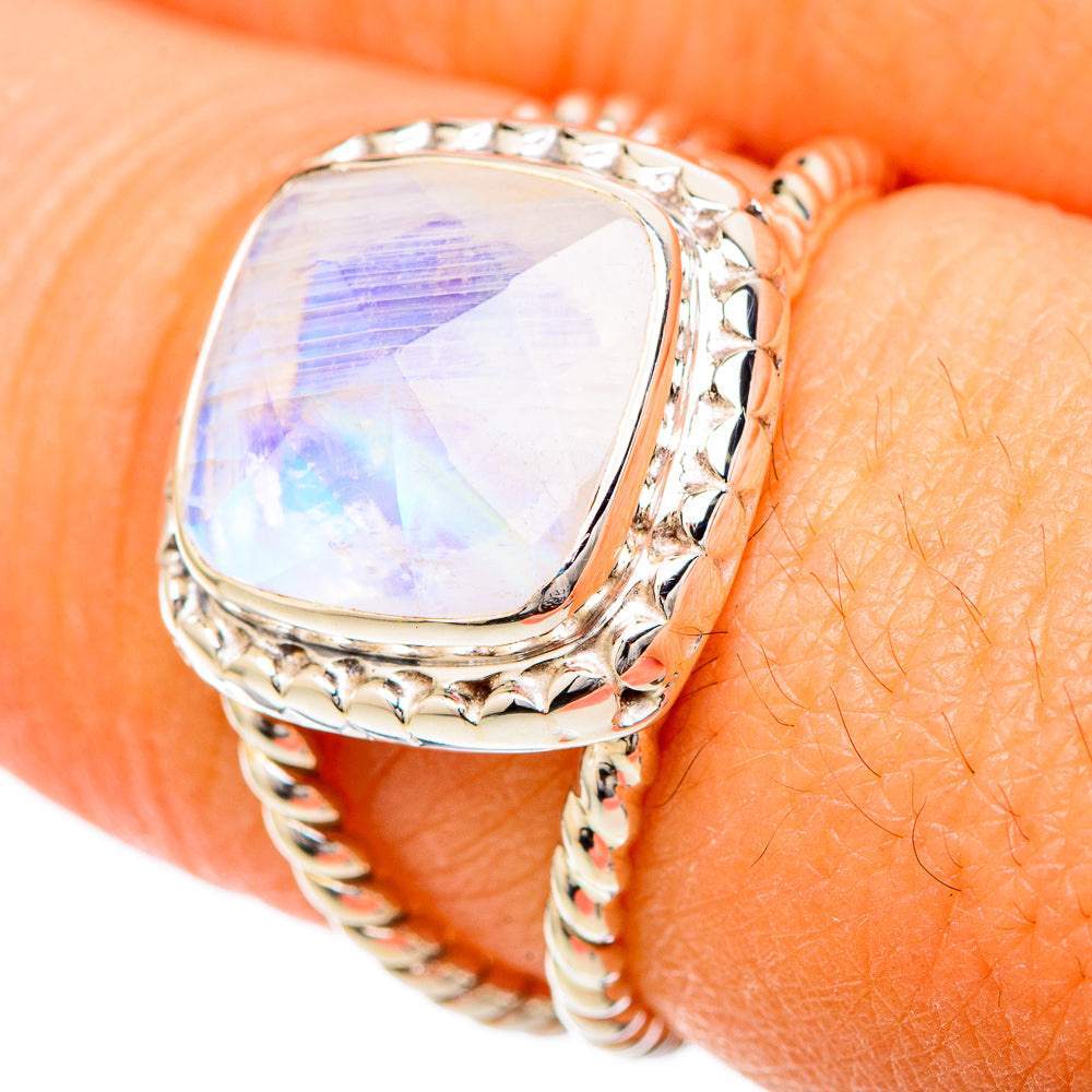 Rainbow Moonstone Rings handcrafted by Anasilvercos - RING104747