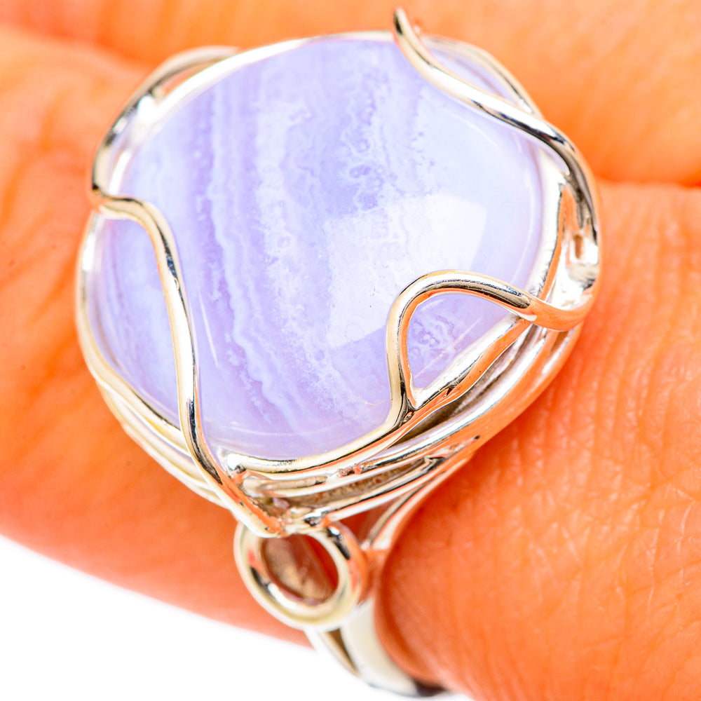 Blue Lace Agate Rings handcrafted by Anasilvercos - RING104794
