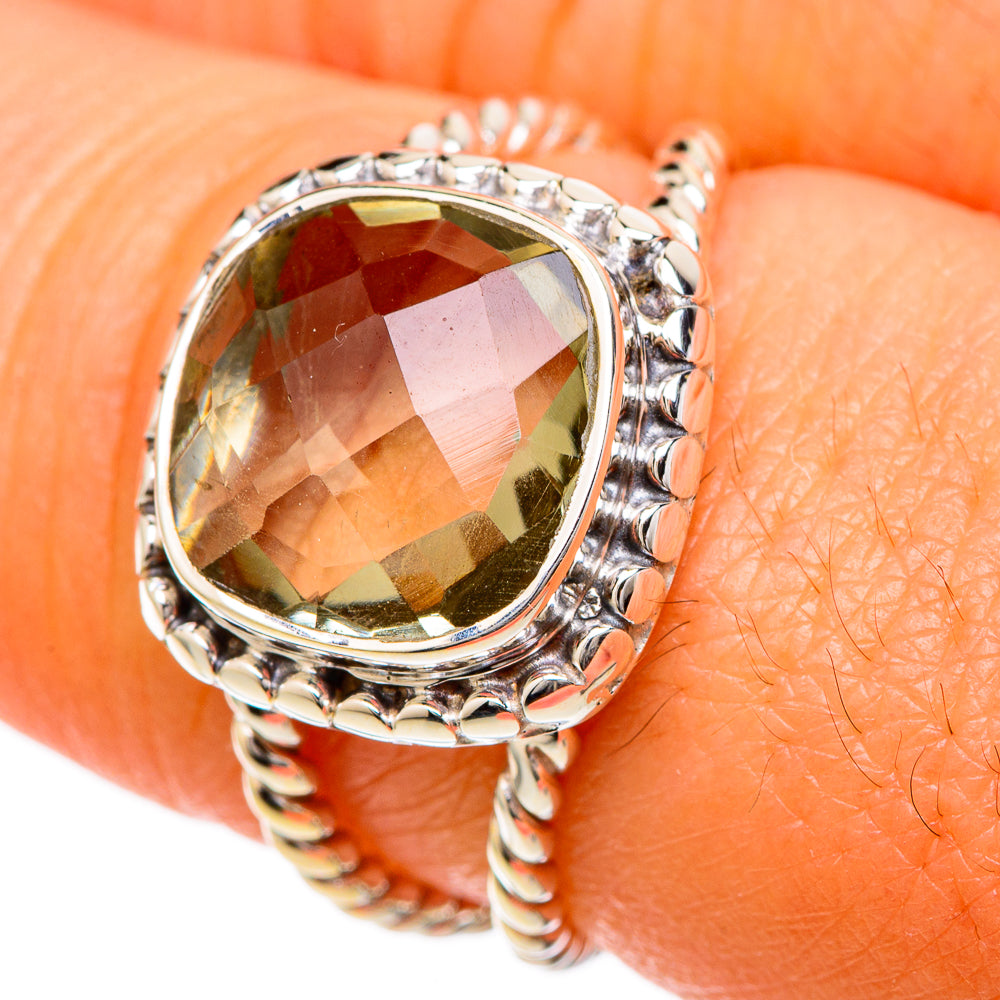 Green Amethyst Rings handcrafted by Anasilvercos - RING104809