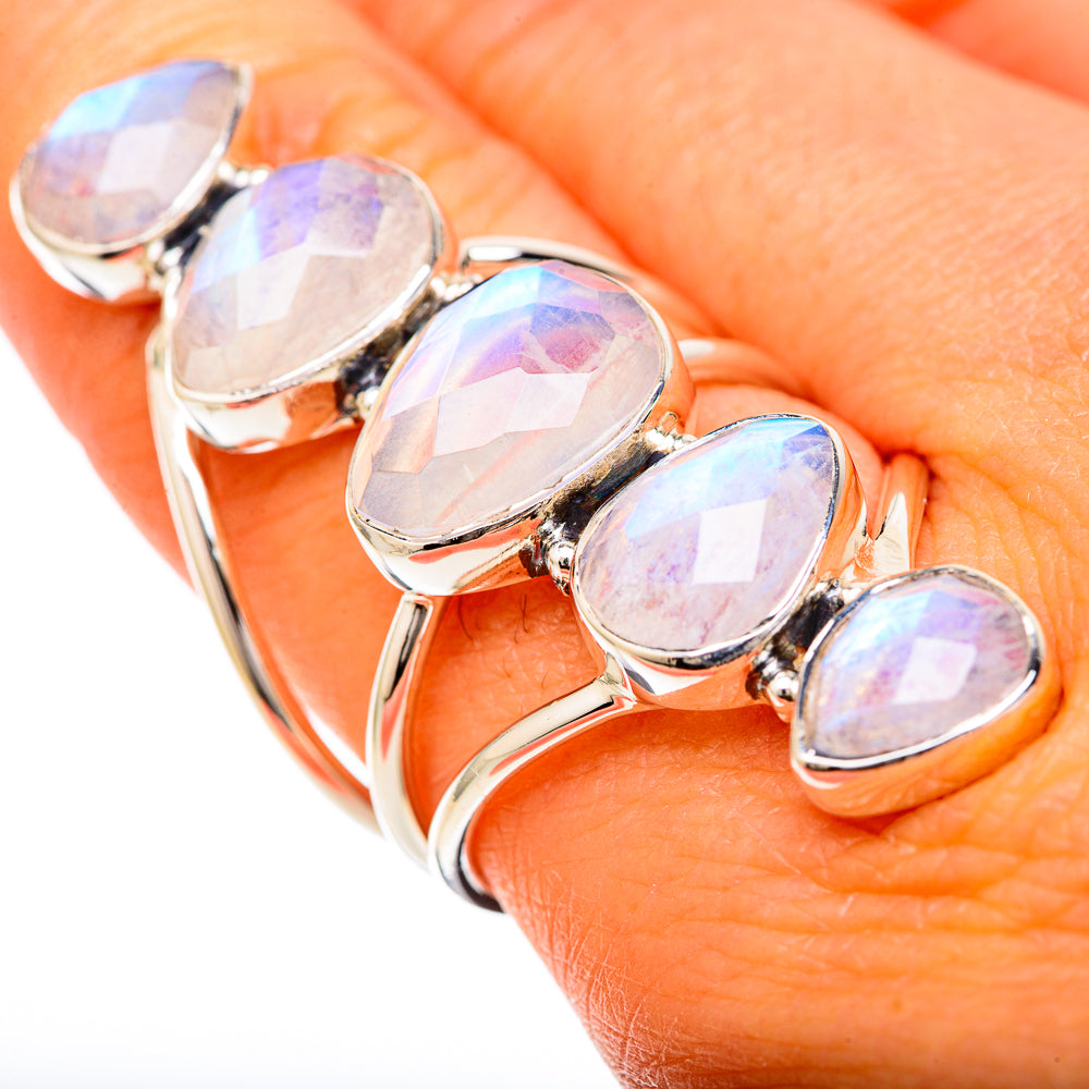 Rainbow Moonstone Rings handcrafted by Anasilvercos - RING104896