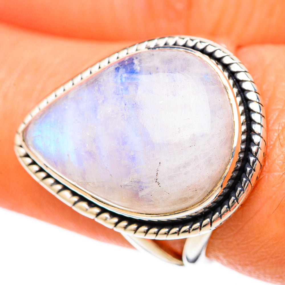 Rainbow Moonstone Rings handcrafted by Anasilvercos - RING104928