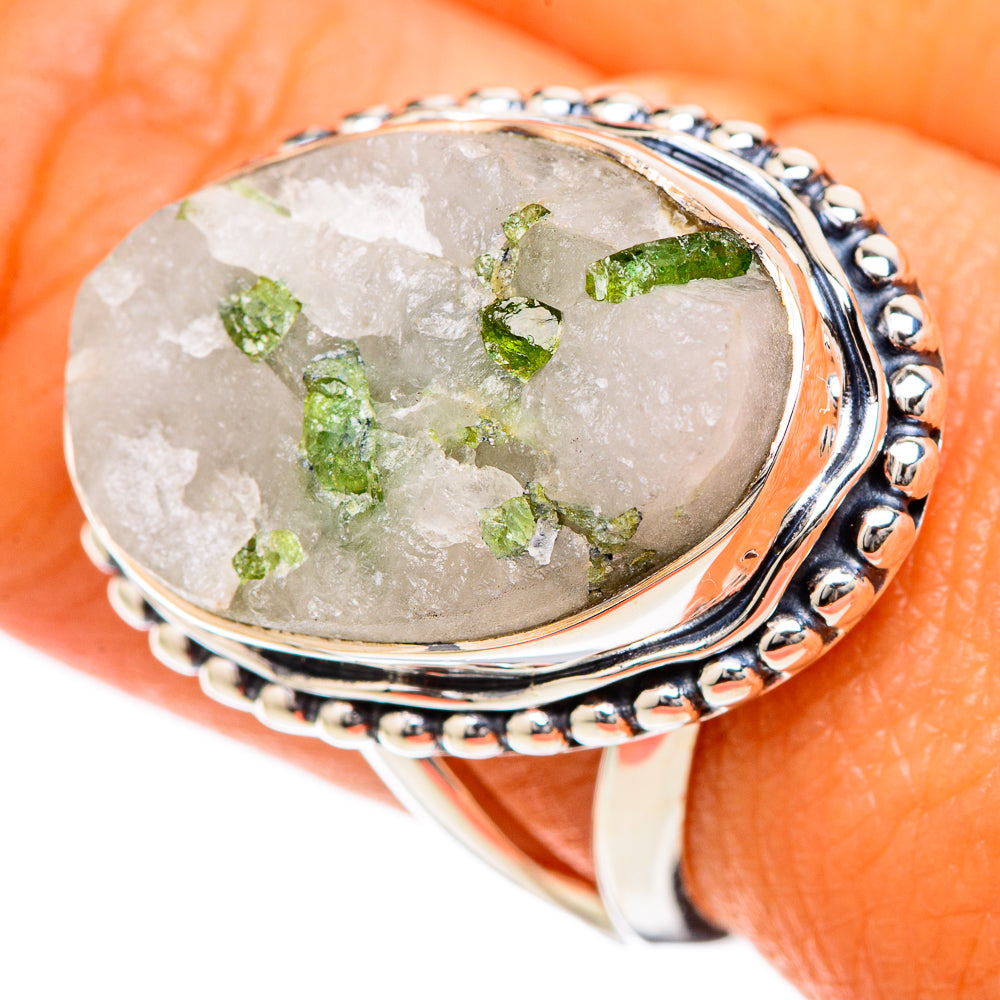 Green Tourmaline In Quartz Rings handcrafted by Anasilvercos - RING104941