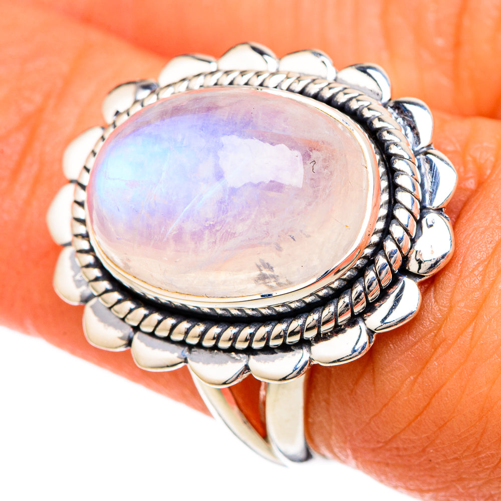 Rainbow Moonstone Rings handcrafted by Anasilvercos - RING104962