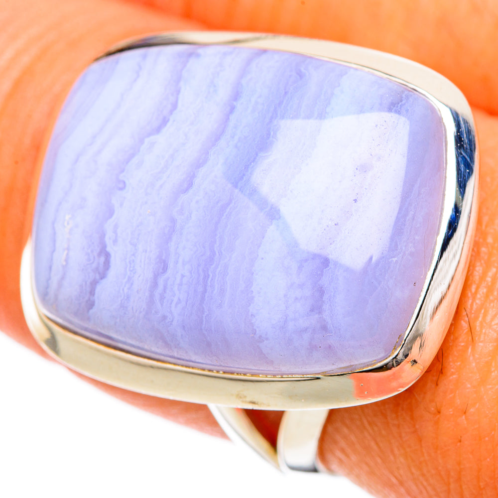 Blue Lace Agate Rings handcrafted by Anasilvercos - RING104989
