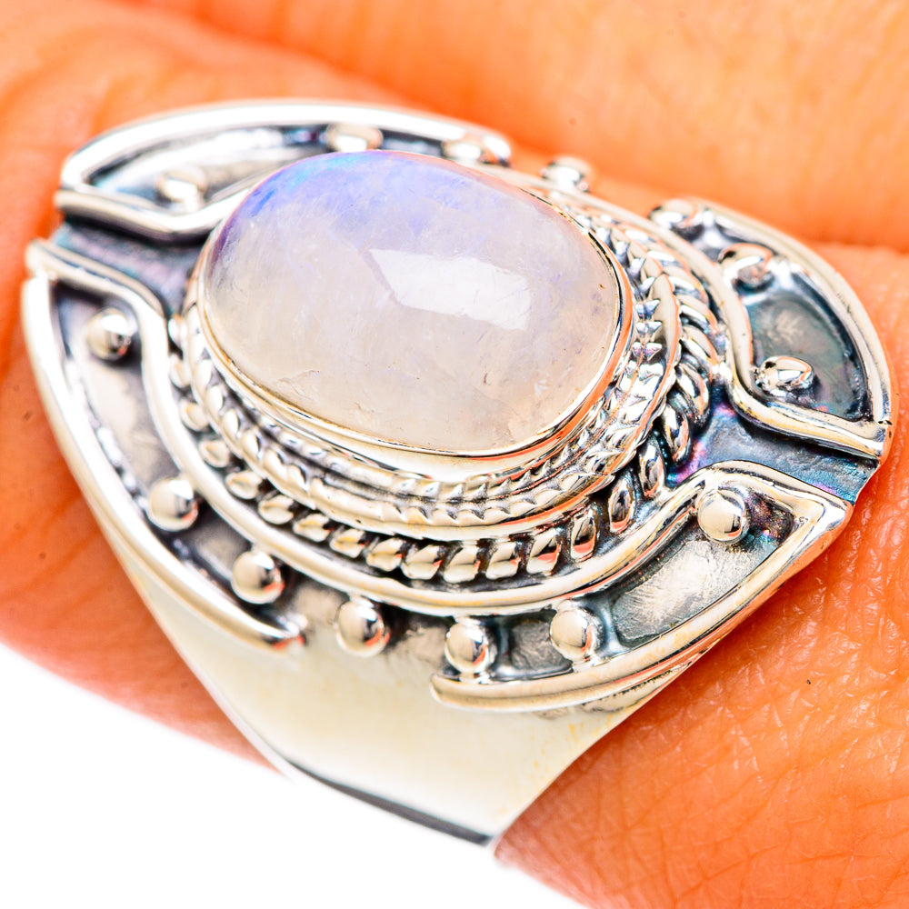 Rainbow Moonstone Rings handcrafted by Anasilvercos - RING104990