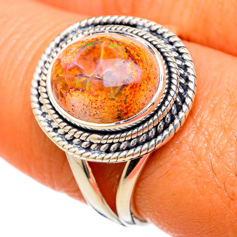Mexican Fire Opal Rings handcrafted by Anasilvercos - RING104993