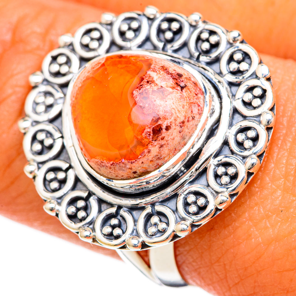 Mexican Fire Opal Rings handcrafted by Anasilvercos - RING104994