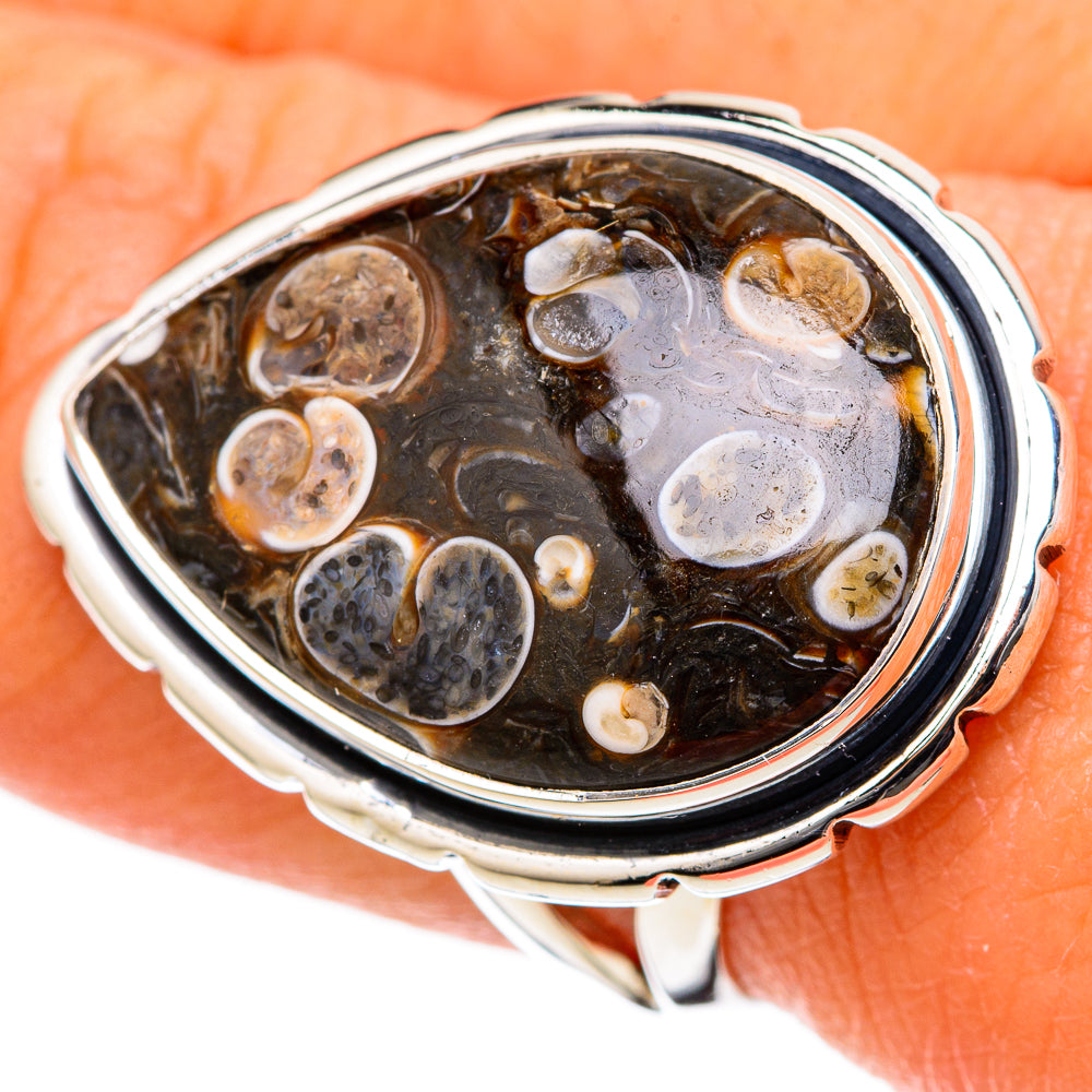 Turritella Agate Rings handcrafted by Anasilvercos - RING105029