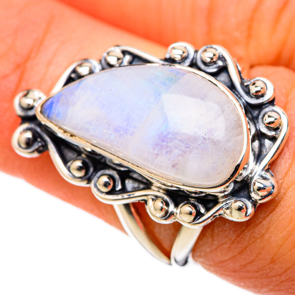 Rainbow Moonstone Rings handcrafted by Anasilvercos - RING105042