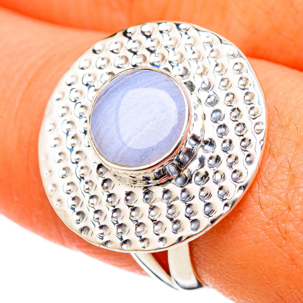 Blue Lace Agate Rings handcrafted by Anasilvercos - RING105078