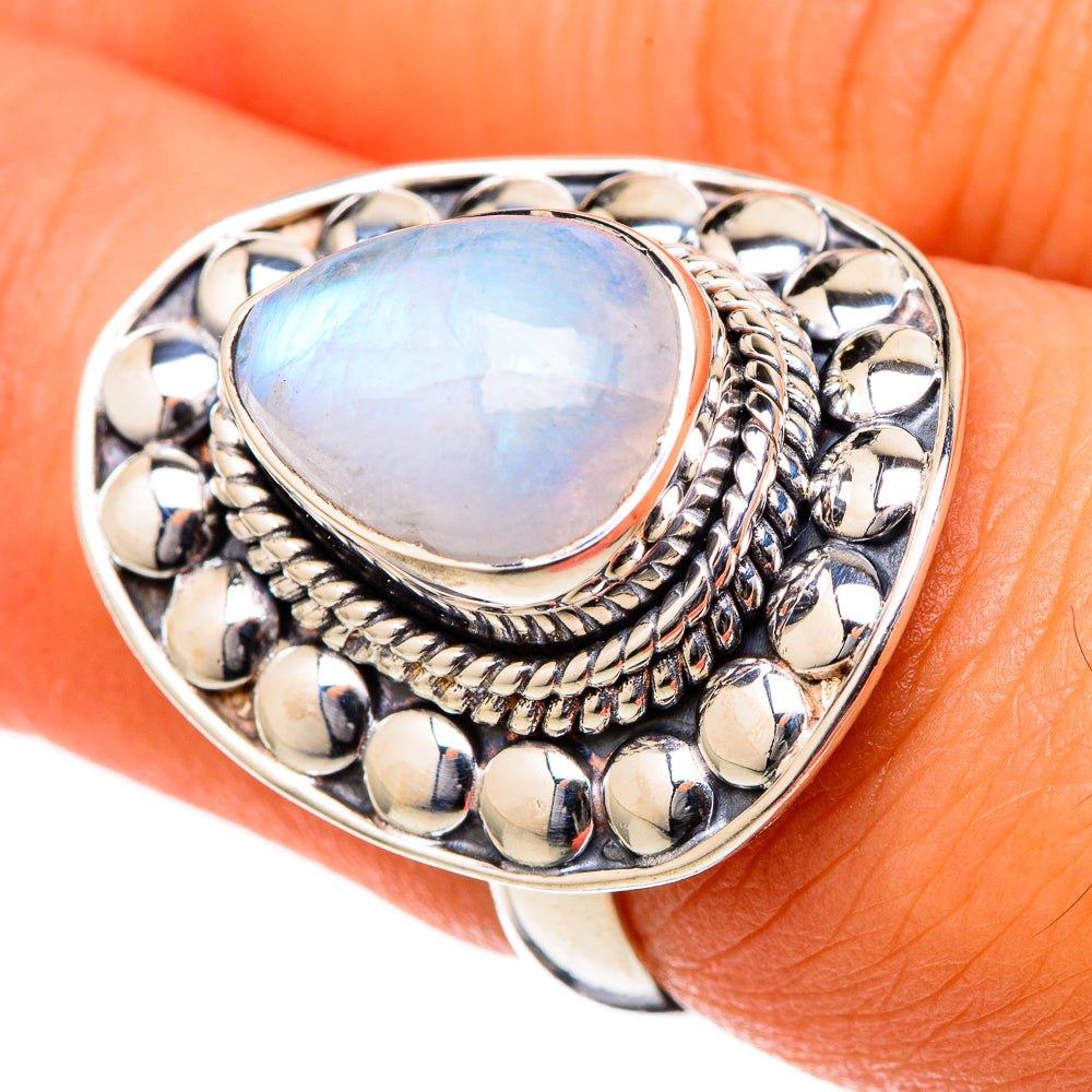Rainbow Moonstone Rings handcrafted by Anasilvercos - RING105111