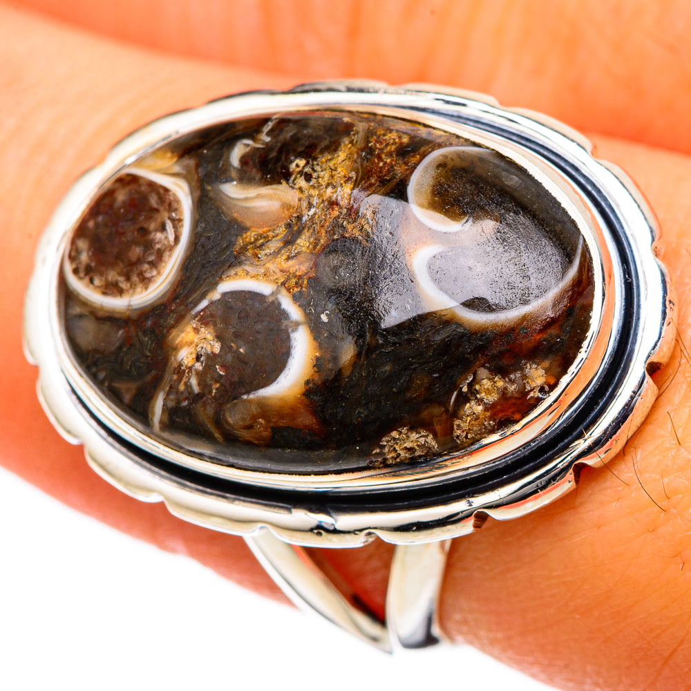 Turritella Agate Rings handcrafted by Anasilvercos - RING105161