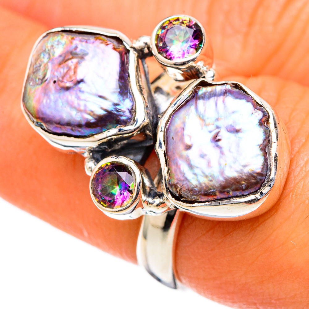 Titanium Mother Of Pearl Rings handcrafted by Anasilvercos - RING105166