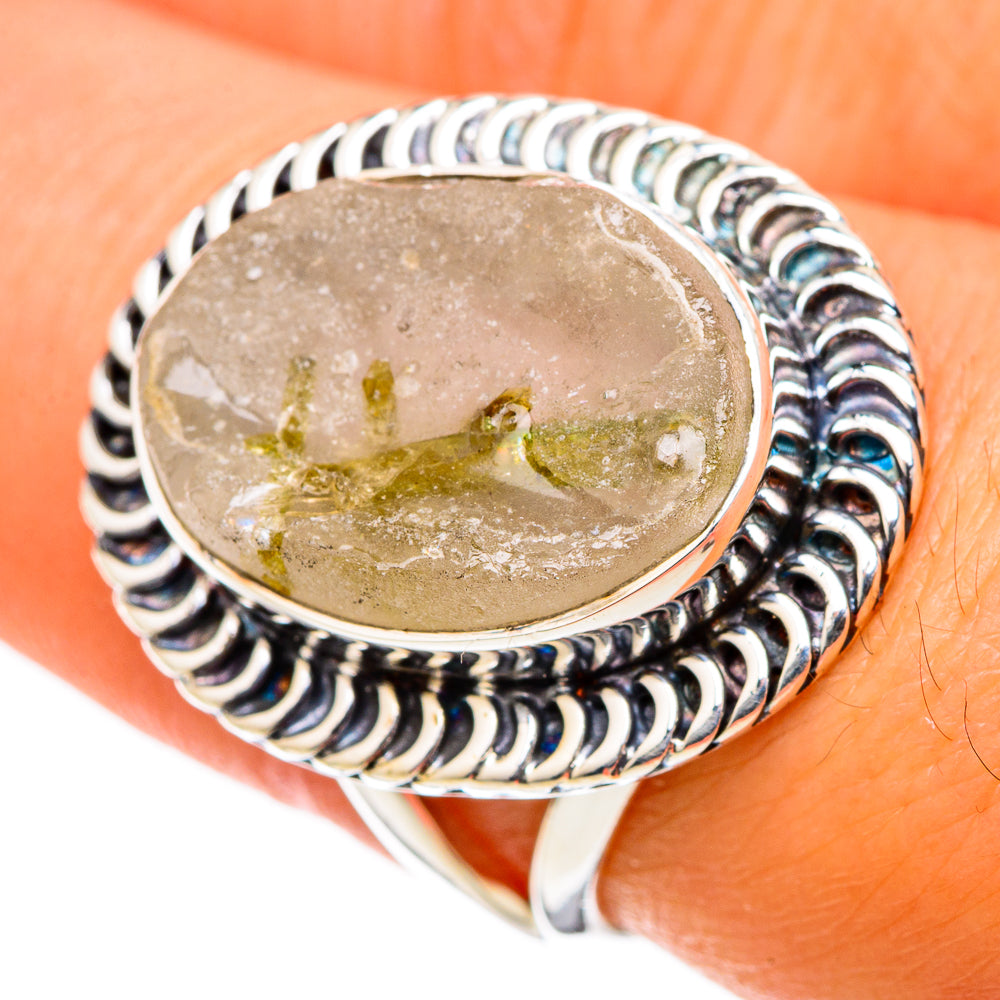 Green Tourmaline In Quartz Rings handcrafted by Anasilvercos - RING105171