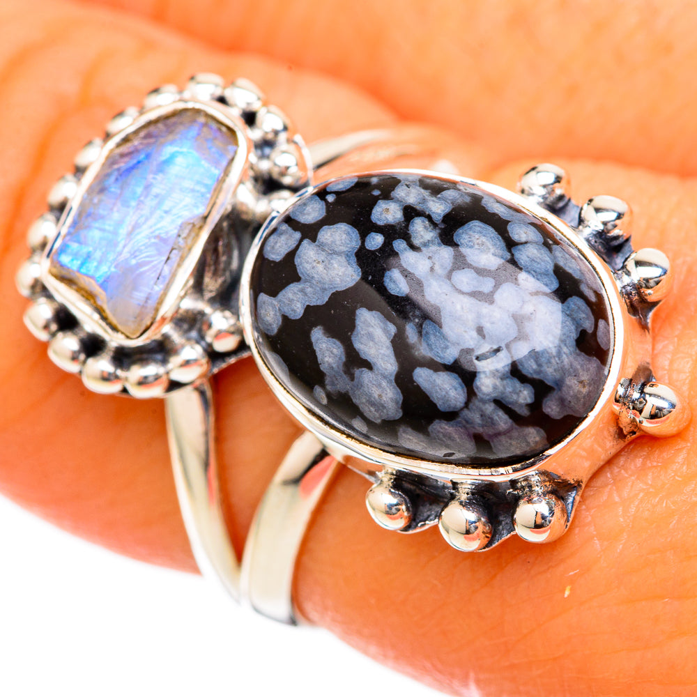 Snowflake Obsidian Rings handcrafted by Anasilvercos - RING105215
