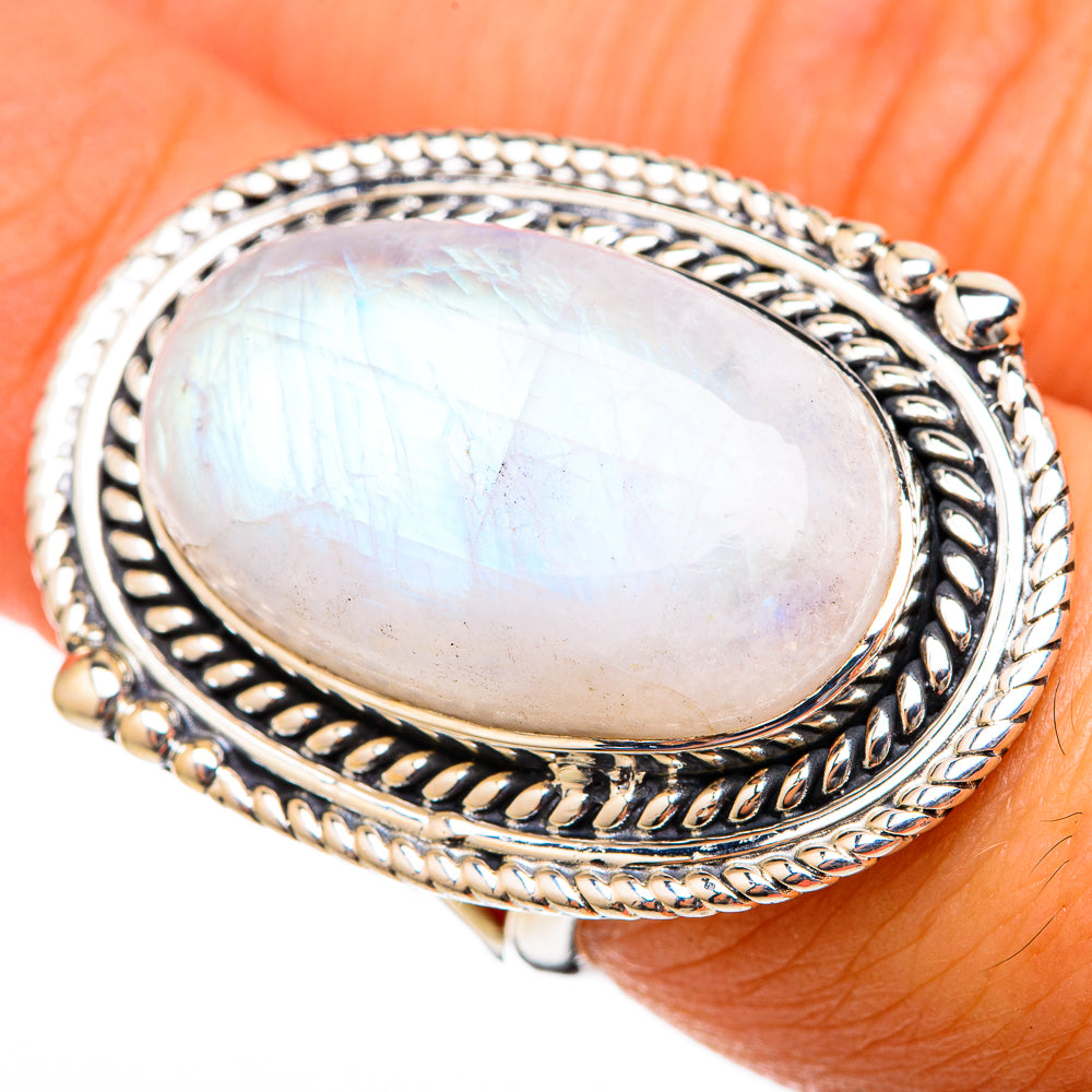 Rainbow Moonstone Rings handcrafted by Anasilvercos - RING105269