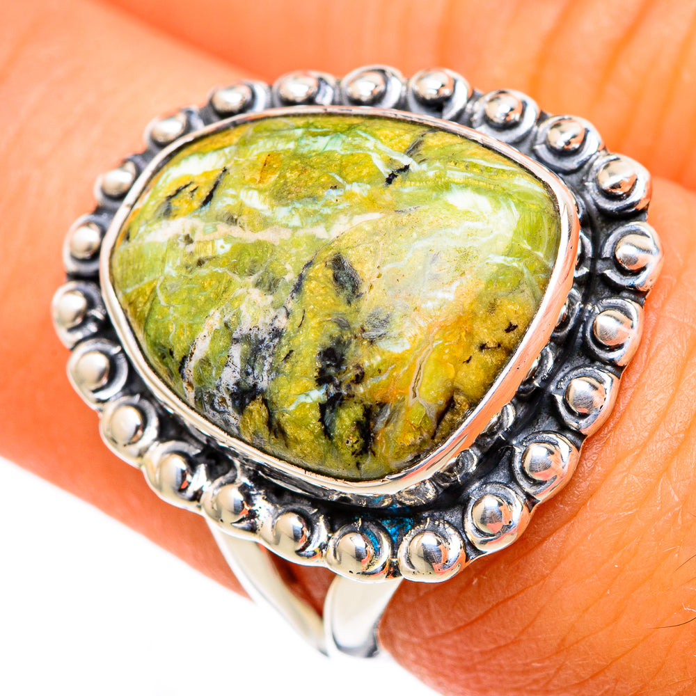 African Green Opal Rings handcrafted by Anasilvercos - RING105323