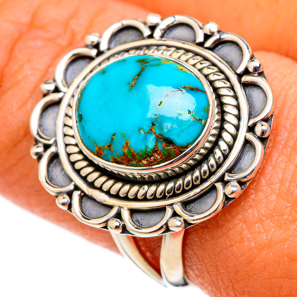 Blue Copper Composite Turquoise Rings handcrafted by Anasilvercos - RING105359