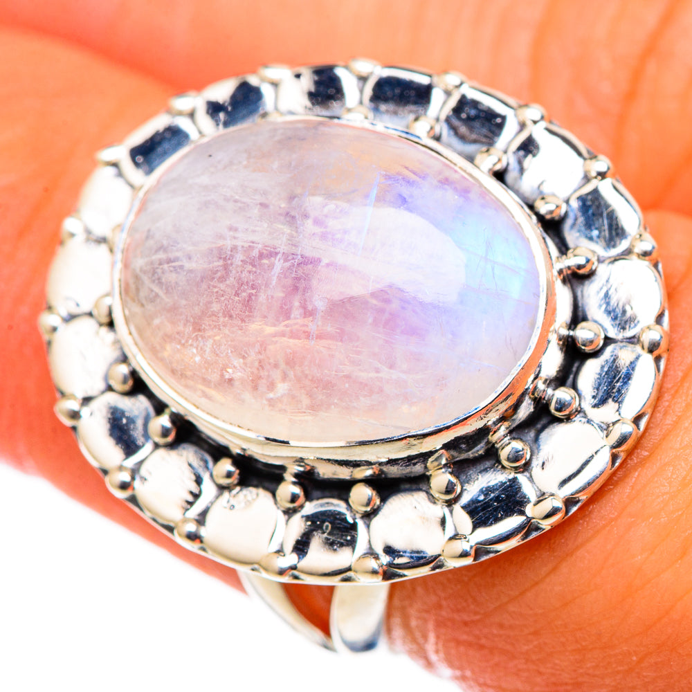 Rainbow Moonstone Rings handcrafted by Anasilvercos - RING105384