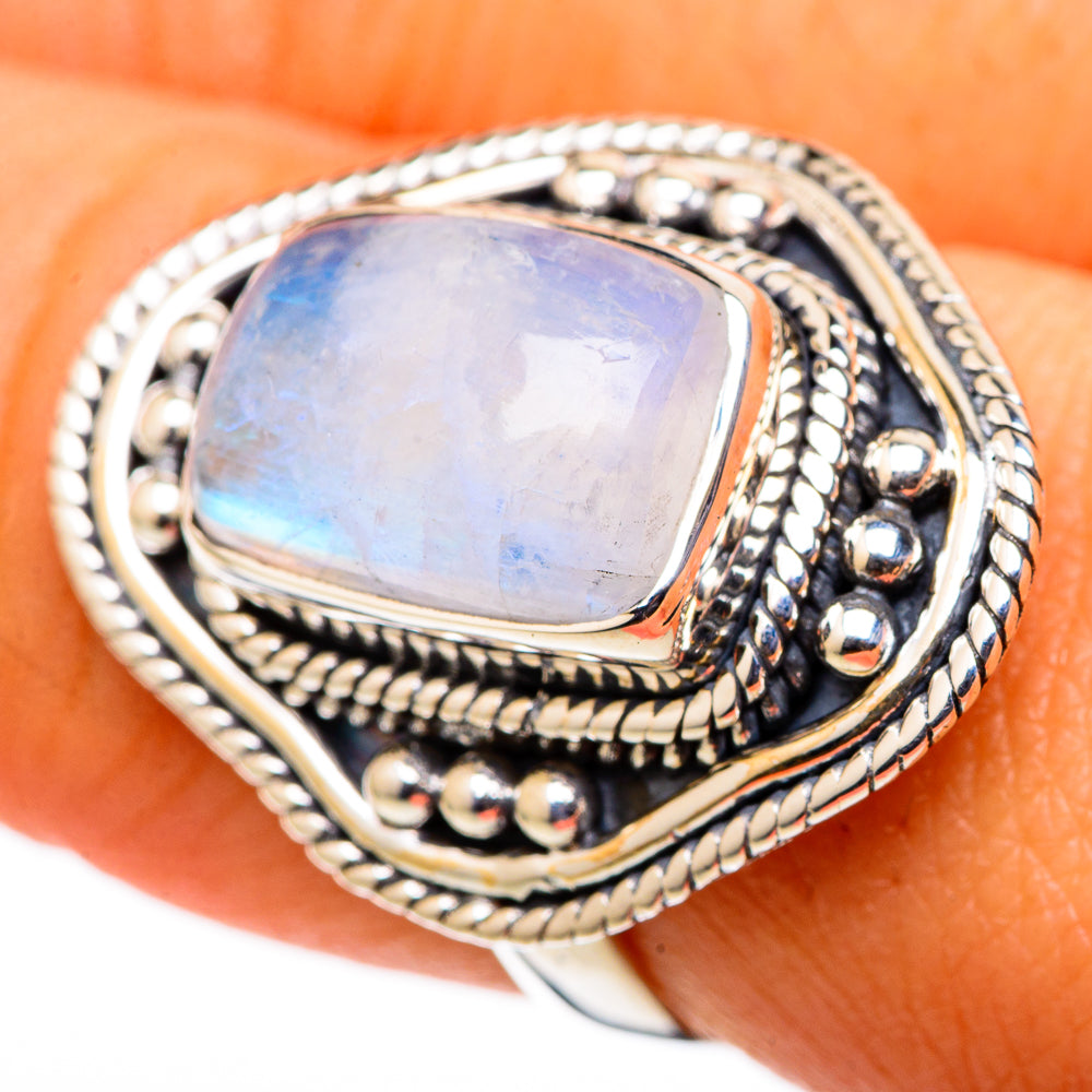 Rainbow Moonstone Rings handcrafted by Anasilvercos - RING105386