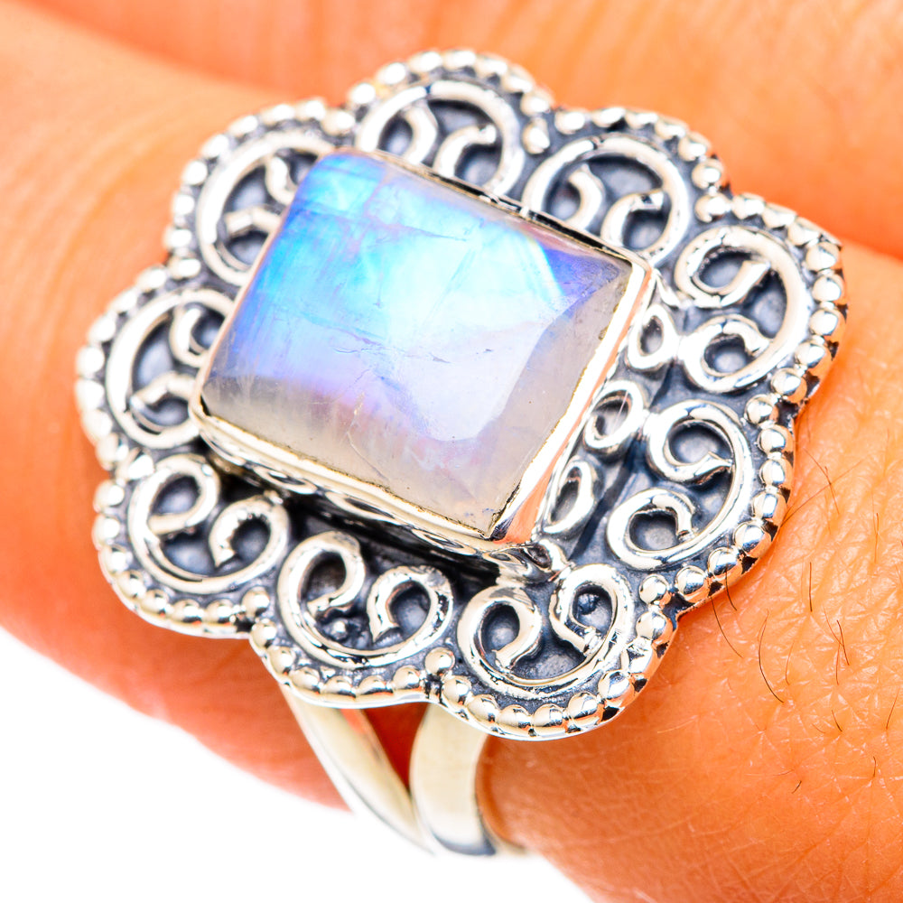 Rainbow Moonstone Rings handcrafted by Anasilvercos - RING105387