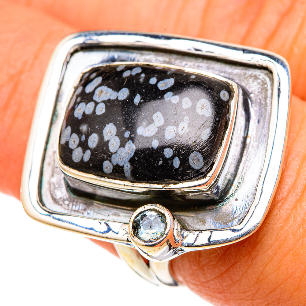 Snowflake Obsidian Rings handcrafted by Anasilvercos - RING105421