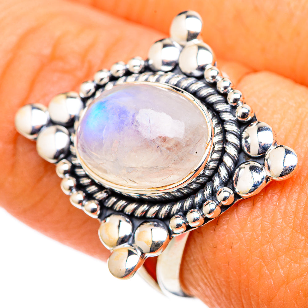 Rainbow Moonstone Rings handcrafted by Anasilvercos - RING105425