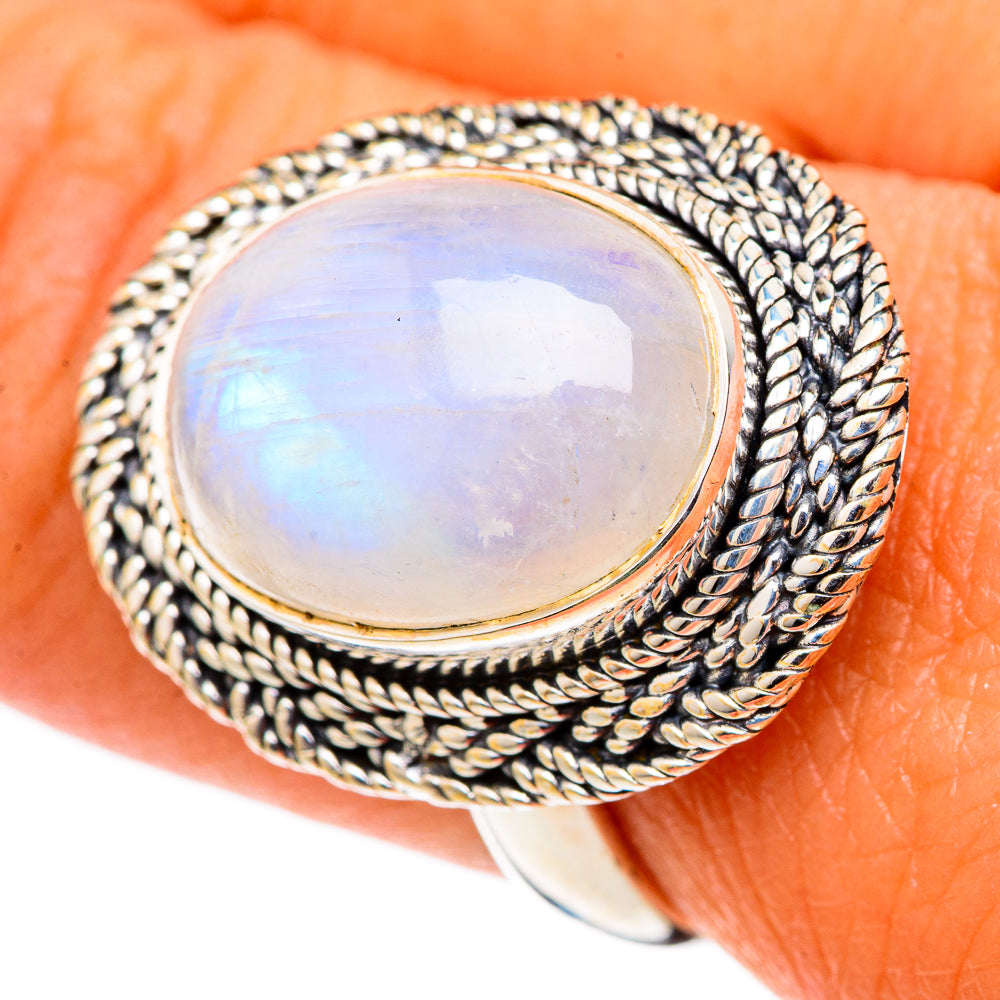 Rainbow Moonstone Rings handcrafted by Anasilvercos - RING105427