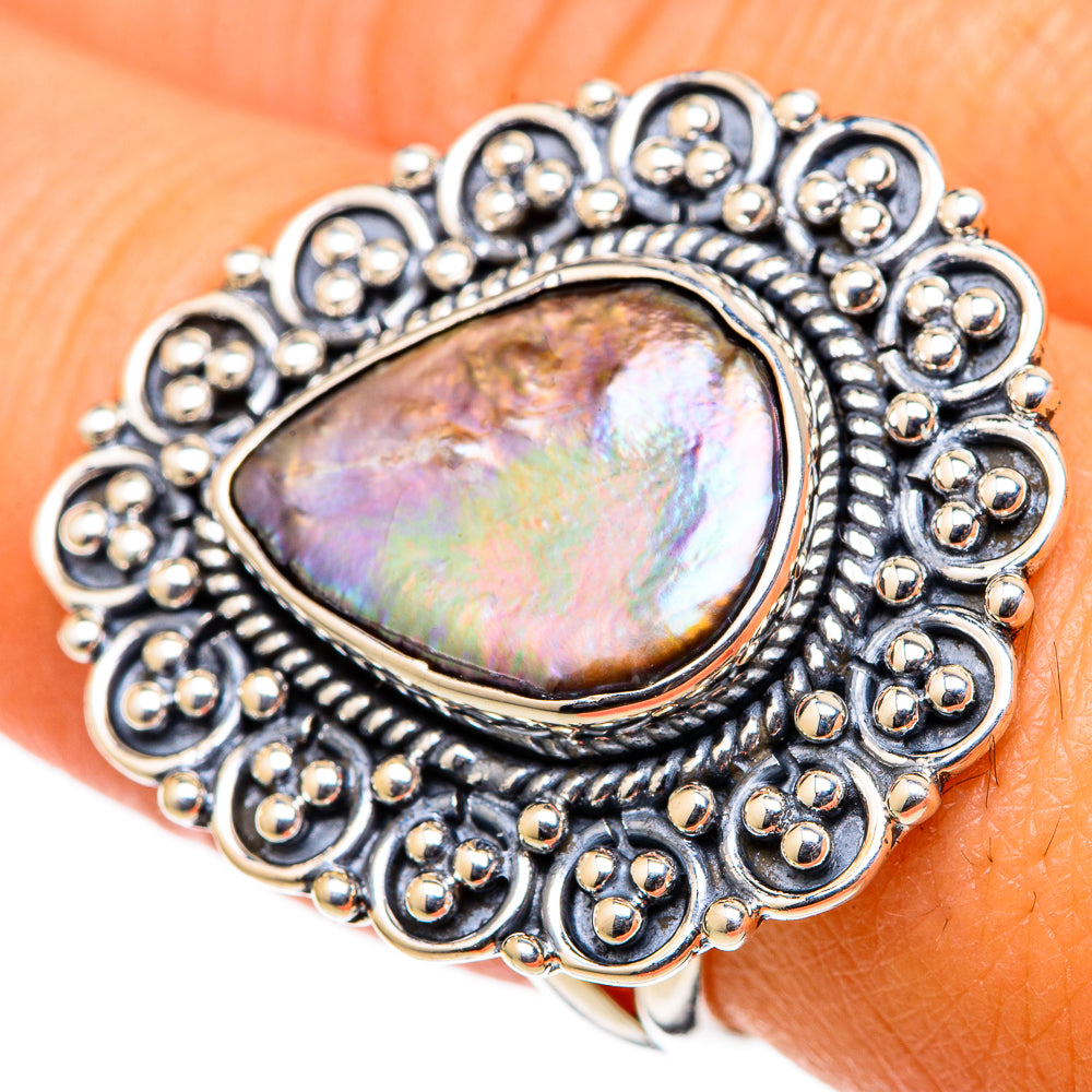 Titanium Mother Of Pearl Rings handcrafted by Anasilvercos - RING105464