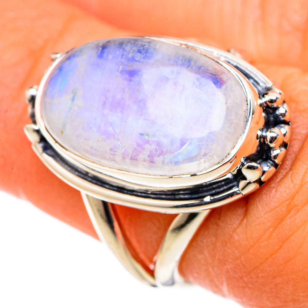 Rainbow Moonstone Rings handcrafted by Anasilvercos - RING105469
