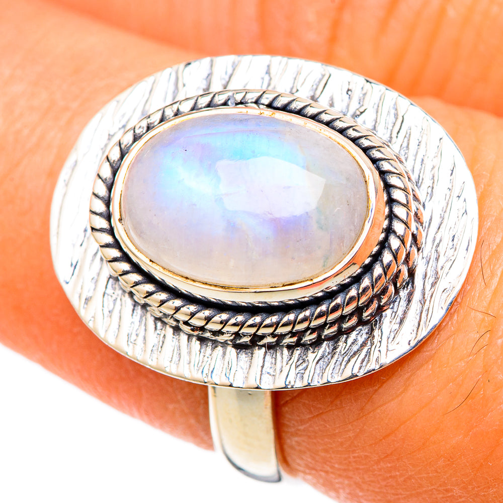 Rainbow Moonstone Rings handcrafted by Anasilvercos - RING105470
