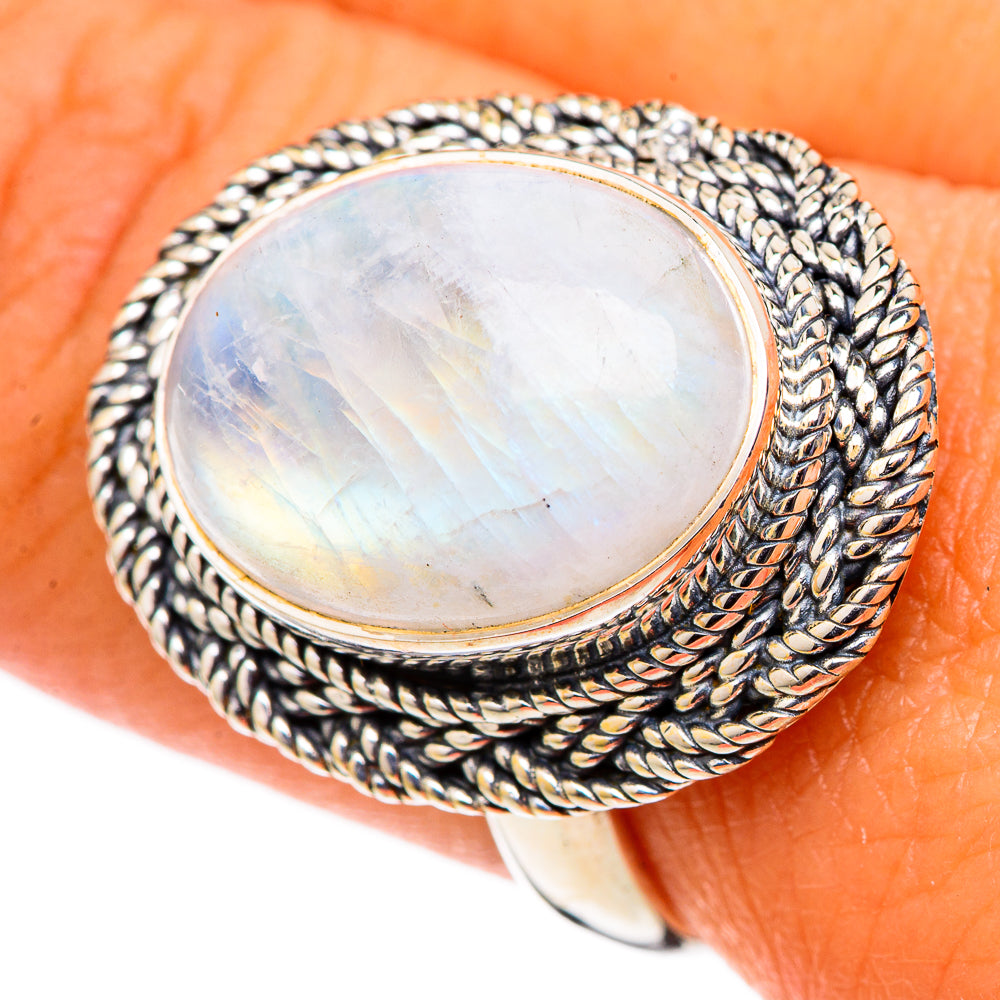 Rainbow Moonstone Rings handcrafted by Anasilvercos - RING105506