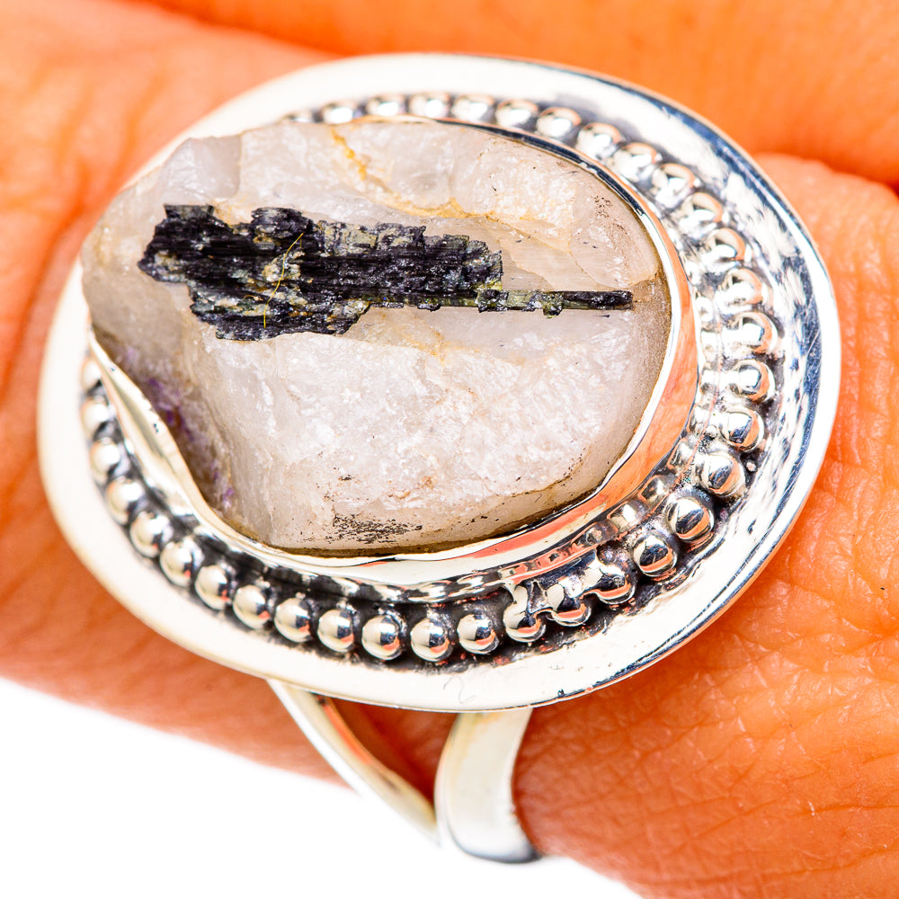 Green Tourmaline In Quartz Rings handcrafted by Anasilvercos - RING105510