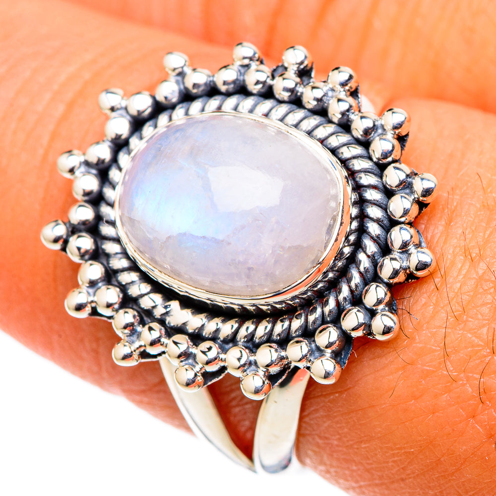 Rainbow Moonstone Rings handcrafted by Anasilvercos - RING105511