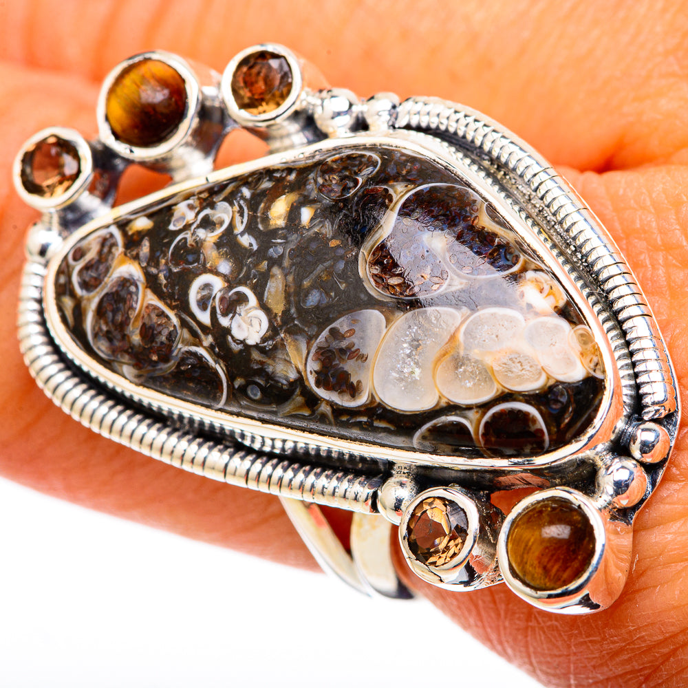 Turritella Agate Rings handcrafted by Anasilvercos - RING105534