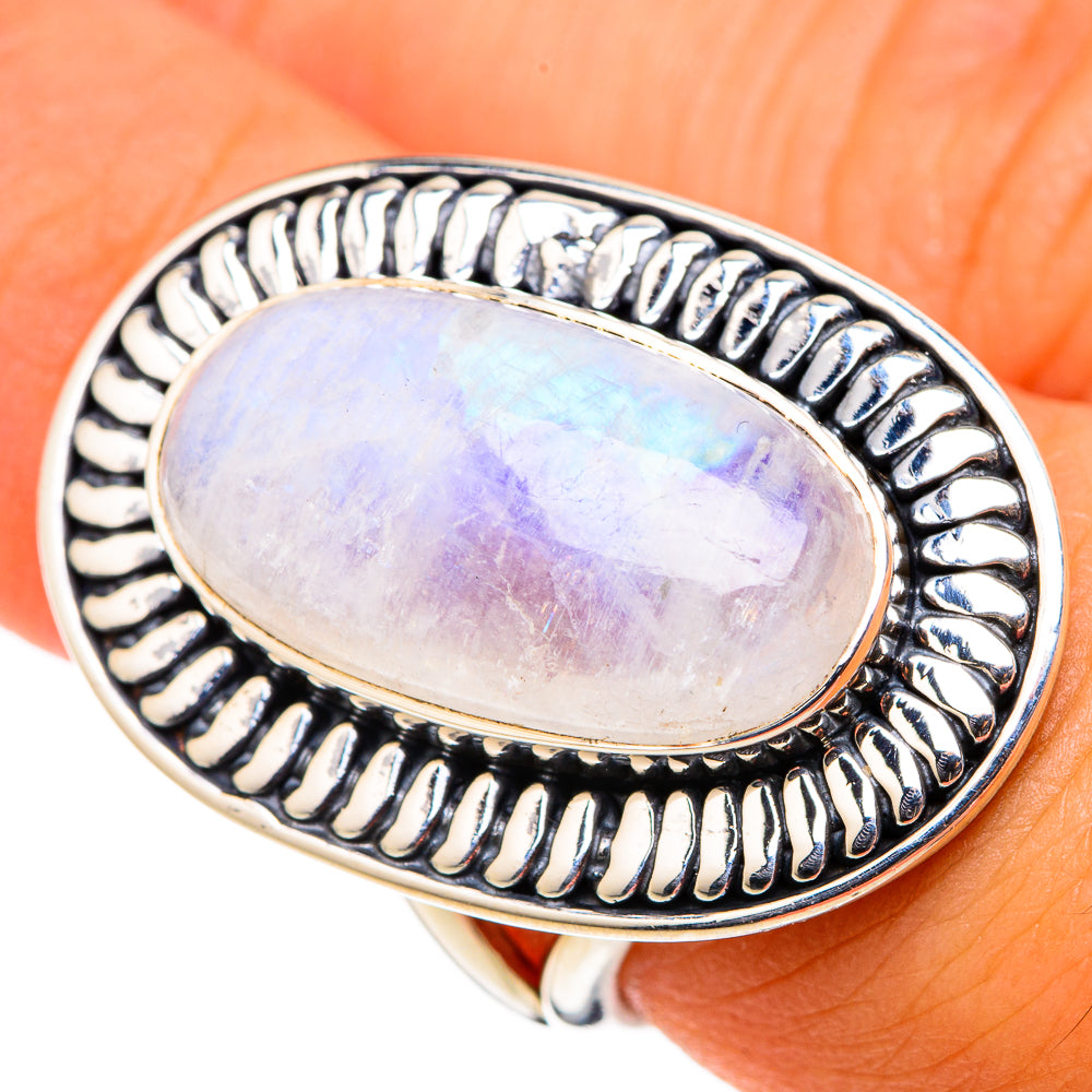Rainbow Moonstone Rings handcrafted by Anasilvercos - RING105562