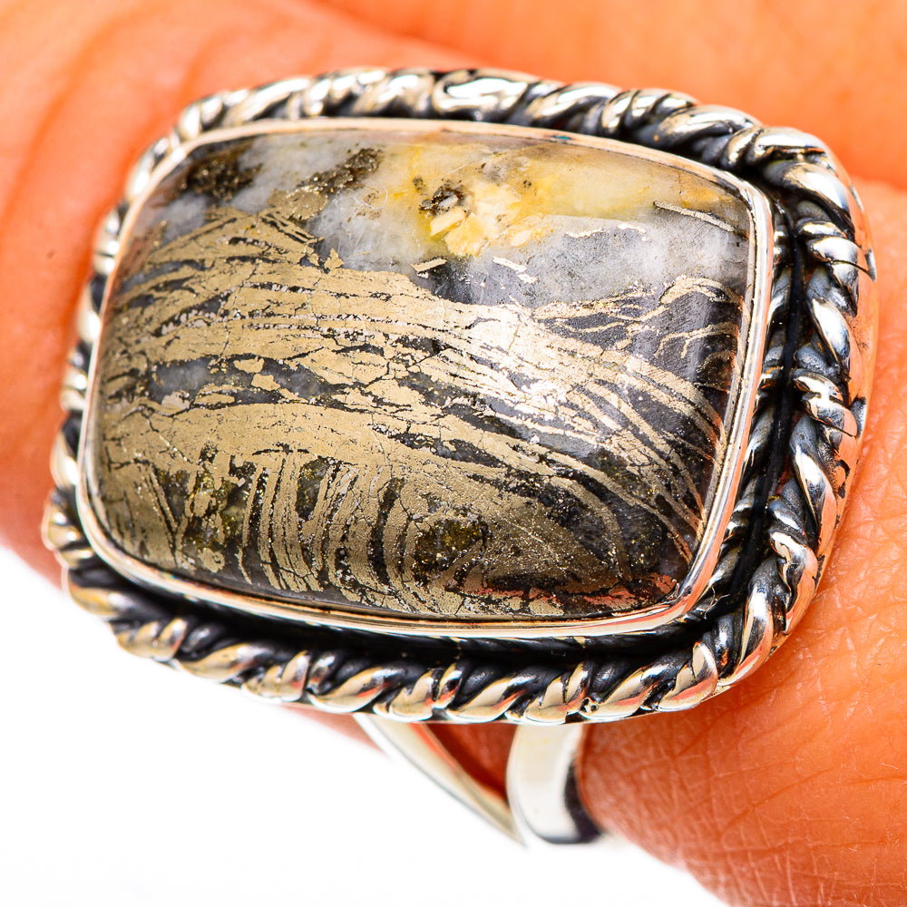 Pyrite Agate Rings handcrafted by Anasilvercos - RING105601