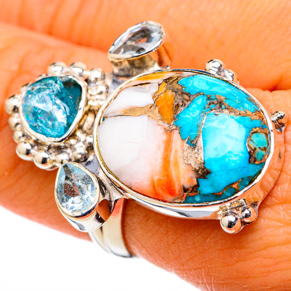 Spiny Oyster Turquoise Rings handcrafted by Anasilvercos - RING105608