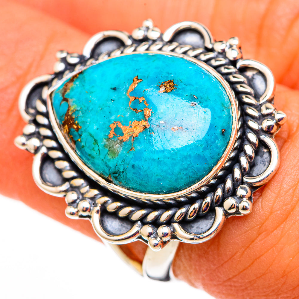 Blue Copper Turquoise Rings handcrafted by Anasilvercos - RING105619